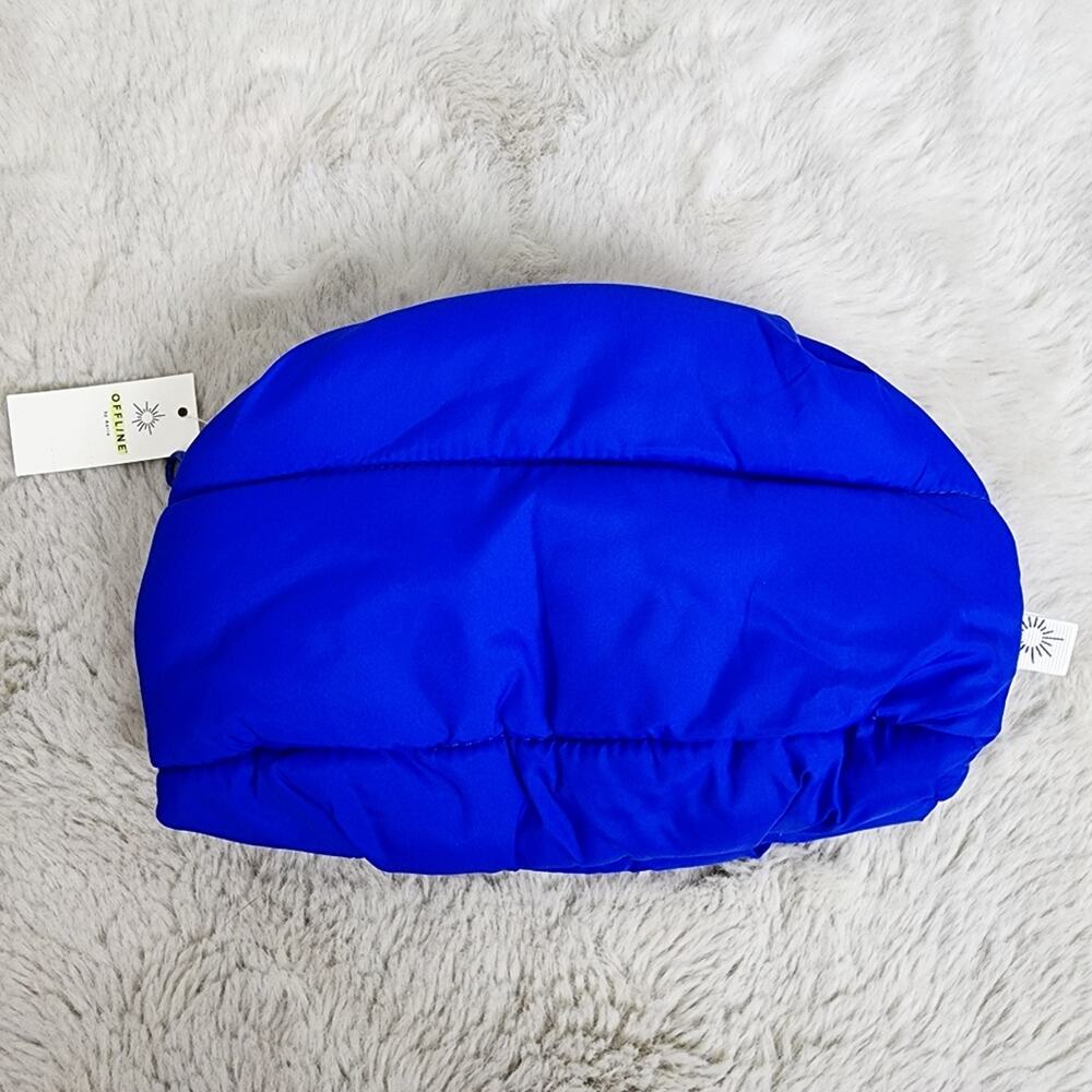 Aerie Offline Puff Love Blue Cosmetic Pouch Mini Bag Puffer Makeup Case NWT Blue